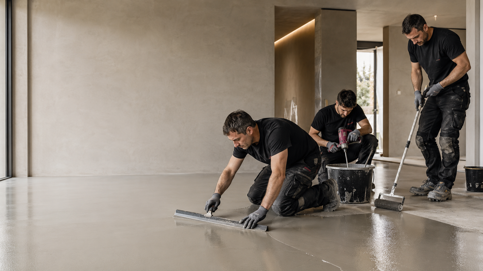 Squadra di applicatori Monolitho al lavoro