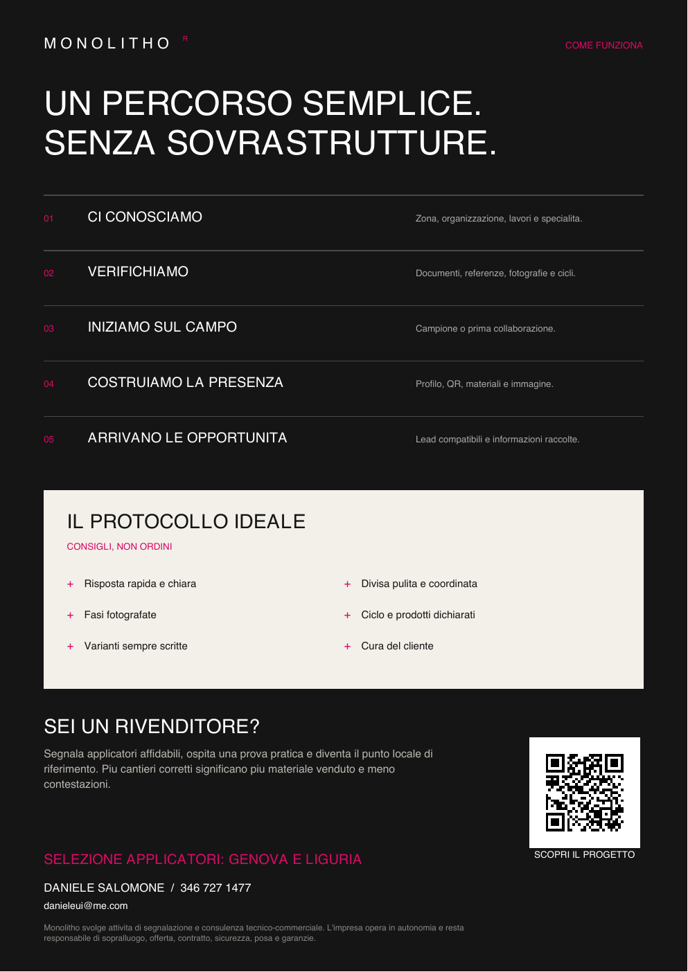 Seconda pagina del depliant Applicatori Monolitho